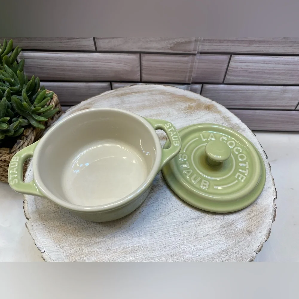 STAUB ❤️Ceramics Mini Round Cocotte 10cm Macaron Light Blue& Green NIB